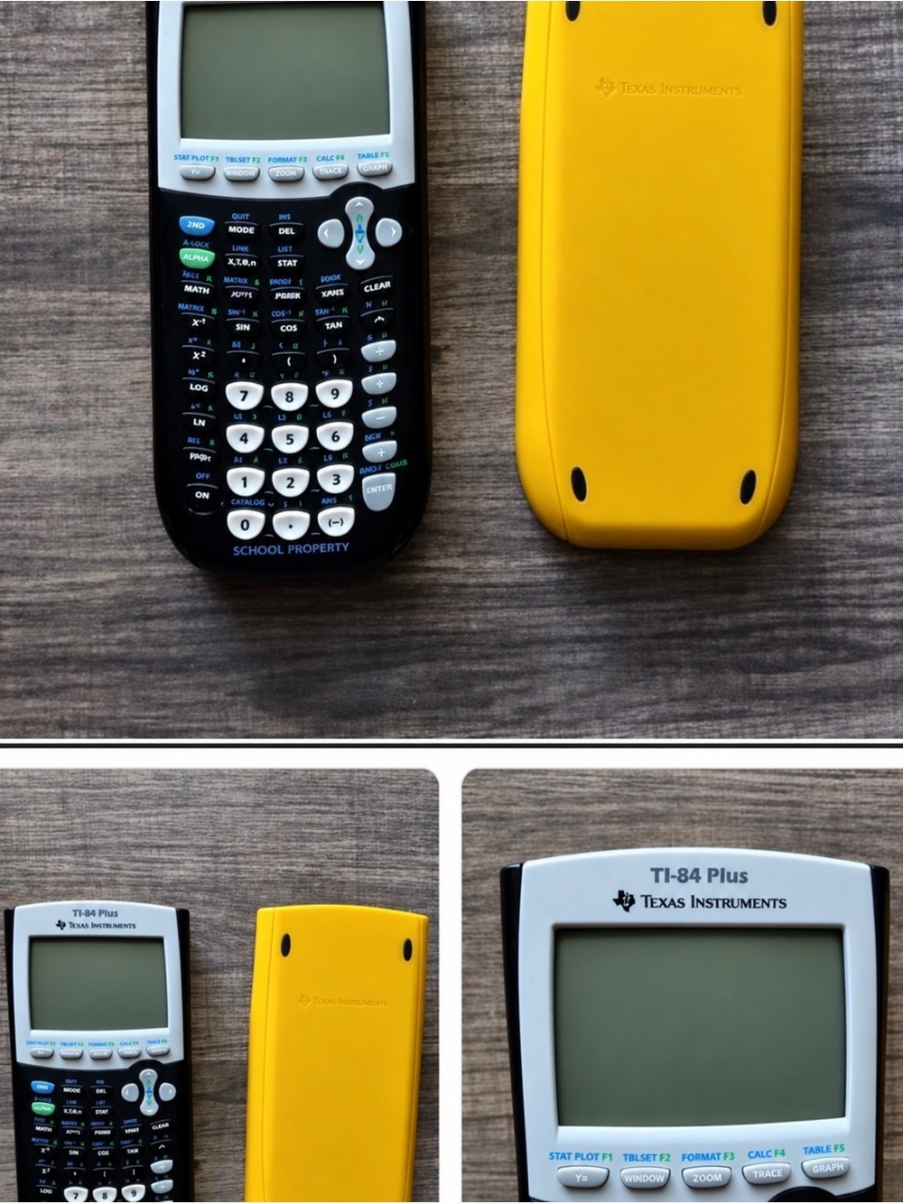 Texas Instruments TI-84 Plus Graphing Calculator in Black and Yellow